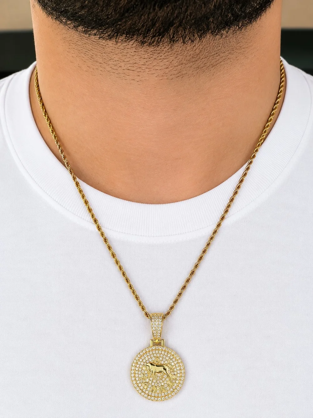 14K Gold Plated Stainless Steel Taurus Zodiac Necklace
